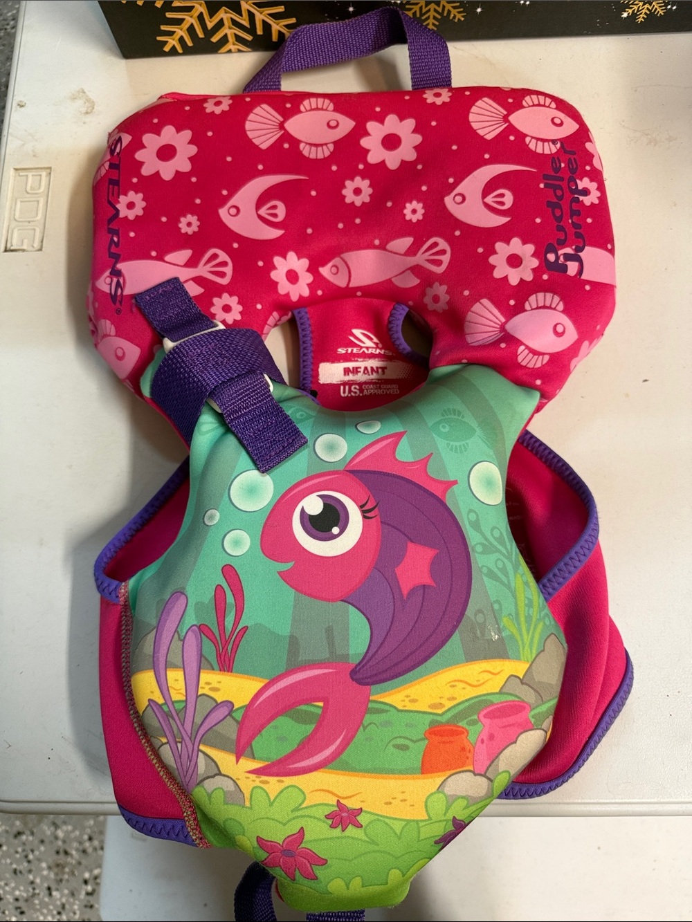 Infant Swim Vest by Stearns — Pink & Teal Fish Design